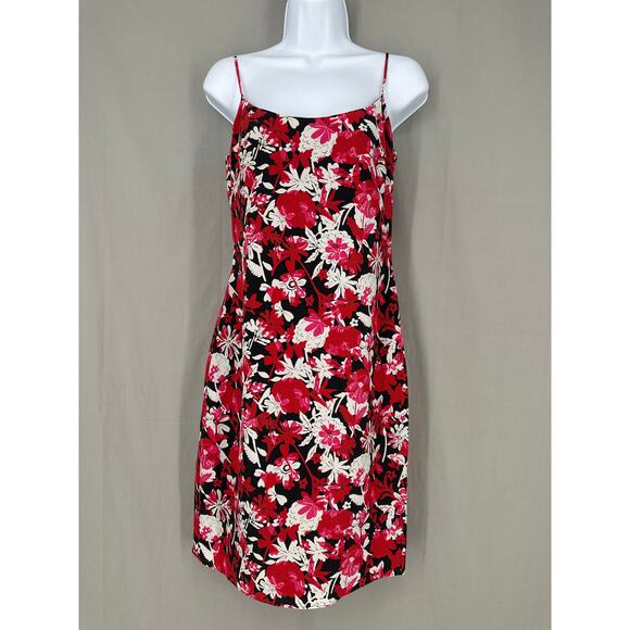 90s Vintage Dress Womens 4 Black Mini Red Floral Laundry Shelli Segal - Picture 1 of 10